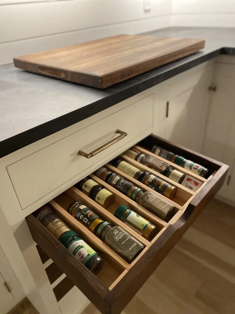 Custom walnut Spice Drawer with removable dividers