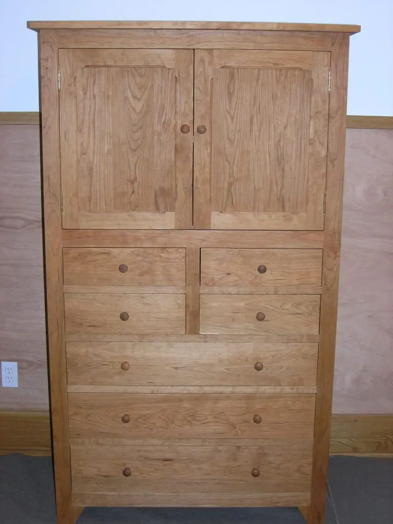 Custom Solid Cherry Tall Cupboard Chest with Tung Oil Finish